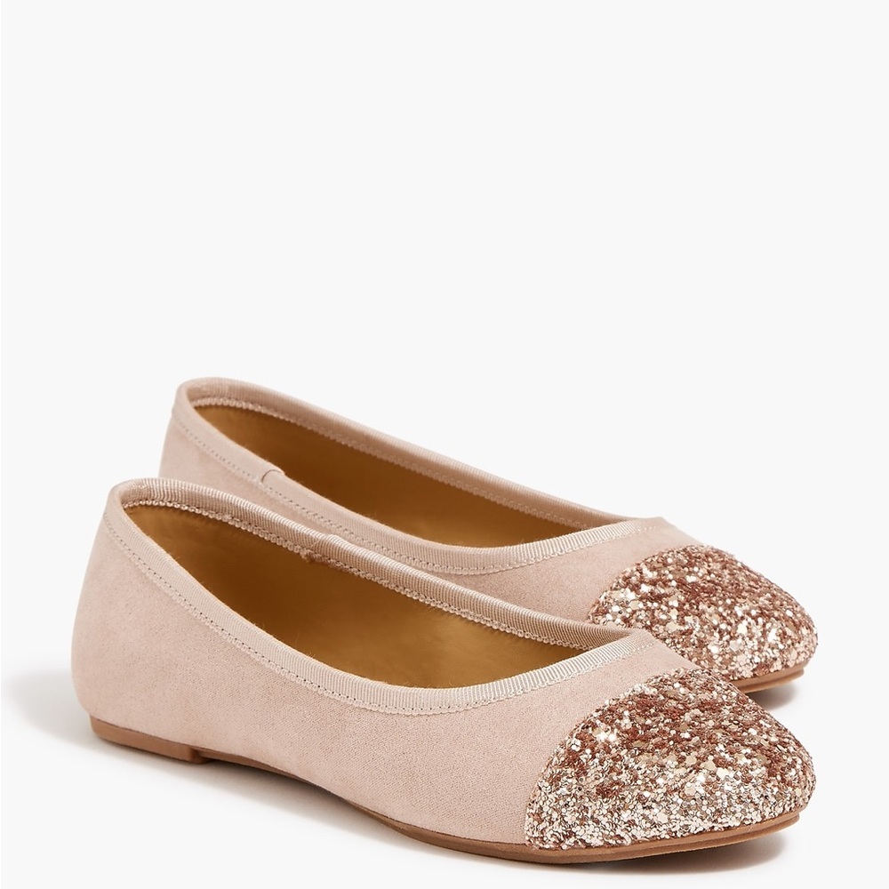 J Crew Girls' glitter cap-toe ballet flats CB051
